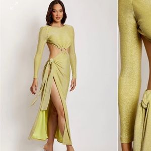 Long Sleeve Green Shimmer Dress